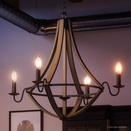 Style Black Finish Metal - Urban Ambiance Luxury Farmhouse Chandelier, Large Size: 25