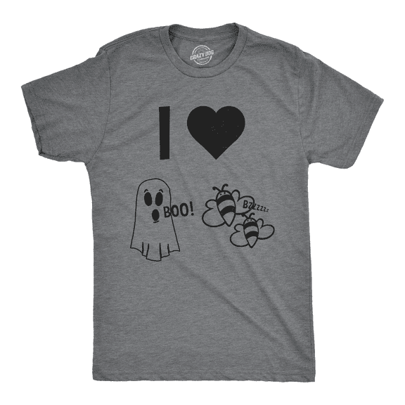 Mens I Heart Boo Bees T Shirt Funny Halloween Ghost Tee for Guys Graphic Tees