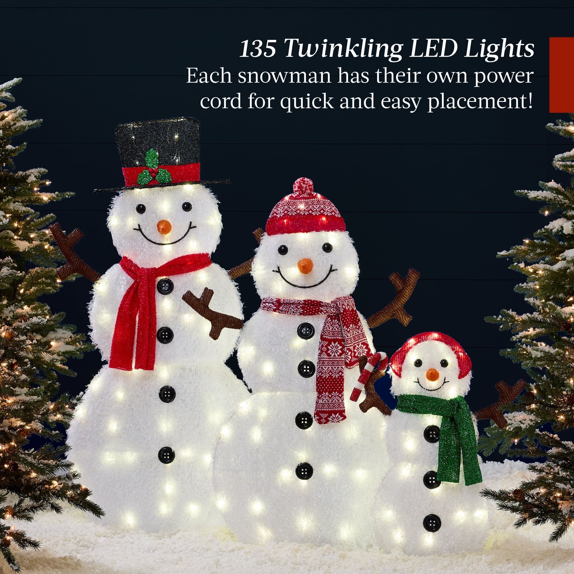 Best Choice Products 3-Piece 2D Lighted Snowman Family Set