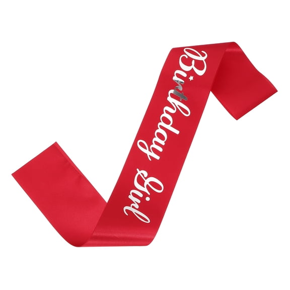 Uxcell Birthday Girls Sash with Pin Silver Sparkle Lettering Party Favors Supplies Decorations Accessories for Women Costume Gifts Sweet Birth Day, Red