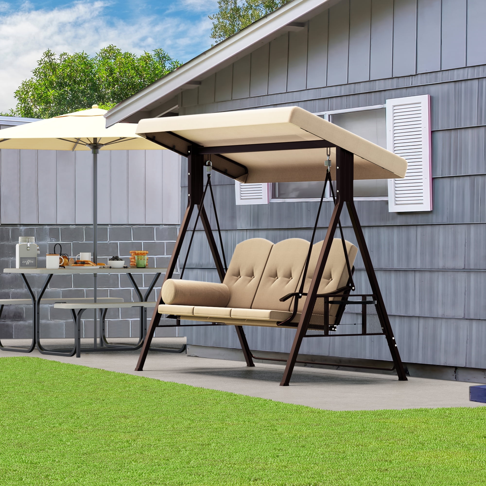 Mainstays Dashwood 2-Seat Steel Freestanding Canopy Porch