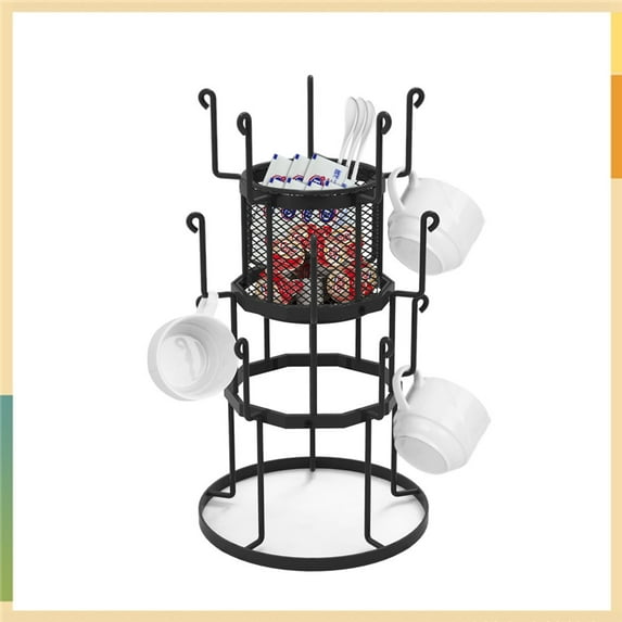 3 Tier Mug Tree Organizer Stand Cup Tree Holds up to 15 Mugsfor Kitchen Pantry, Black