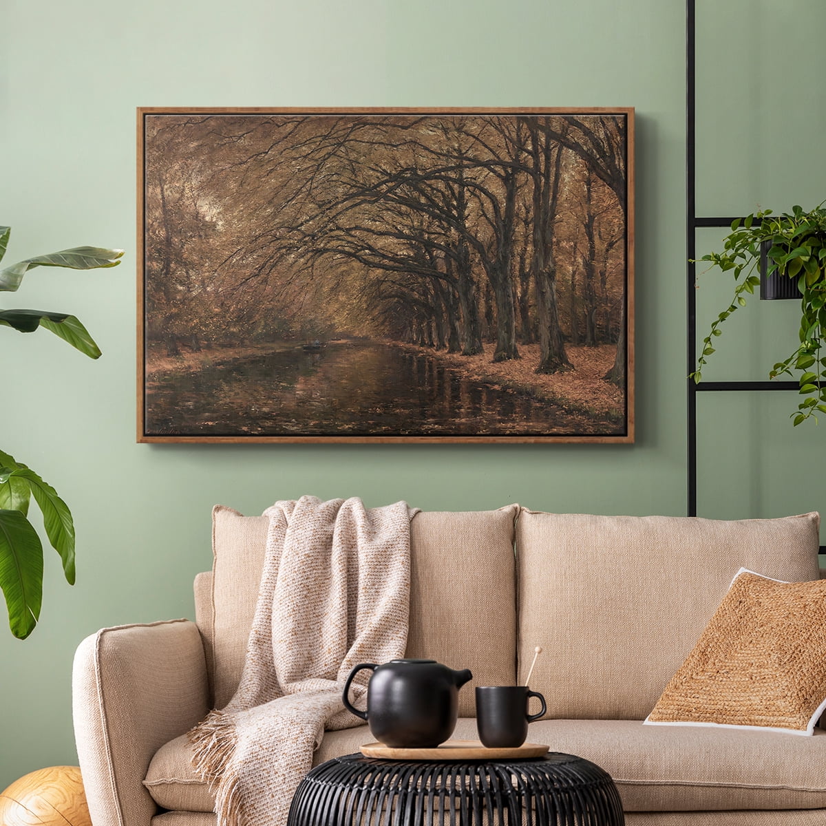 Vintage Landscape-CCCXXXII By Wexford Home Framed in Walnut Wood Gallery Wrapped Canvas 27 in. x 41 in.