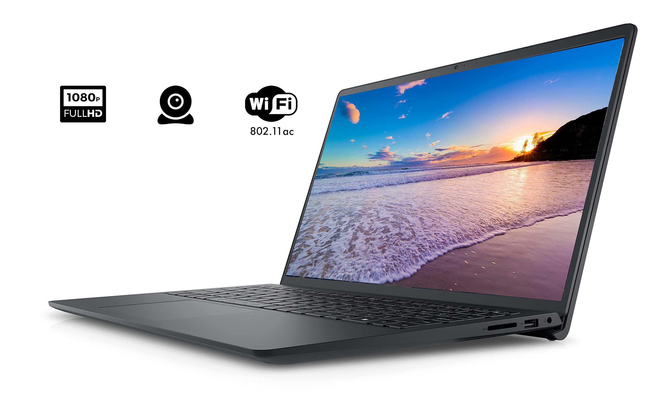 DELL Inspiron 15 3511 Laptop, 15.6" FHD Touchscreen, Intel Core i5-1035G1, 12GB RAM, 256GB PCIe SSD, SD Card Reader, Webcam, HDMI, WiFi, Windows 11 Home, Black