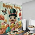 thumbnail image 6 of HuiXinOu Easter Shower Curtain Spring Bunny Pattern Bathroom Decor Washable Polyester Fabric with Hooks for Holiday Home Decor Easter Party Supplies, 6 of 7