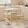 thumbnail image 1 of 3-Piece Kitchen Table Set with Storage Shelves, 36" Wood & Metal Dining Table with 2 Upholstered Chairs for Small Apartments & Breakfast Nook, 1 of 9