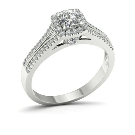 Imperial 1/2ct TDW Diamond 10K White Gold Halo Engagement Ring