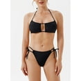 thumbnail image 6 of Cenuakty Women Bikini Set, Tie-up Halterneck Sleeveless Bra with Low Waist Briefs Bathing Suit 2-piece Swimsuit, 6 of 9