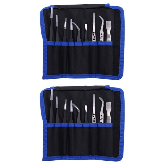 WQNZMADO 18 Pcs Tweezers Set Stainless Steel Anti-Static Tweezers for Electronic Mobile Phone Repair Tools Hand Tools