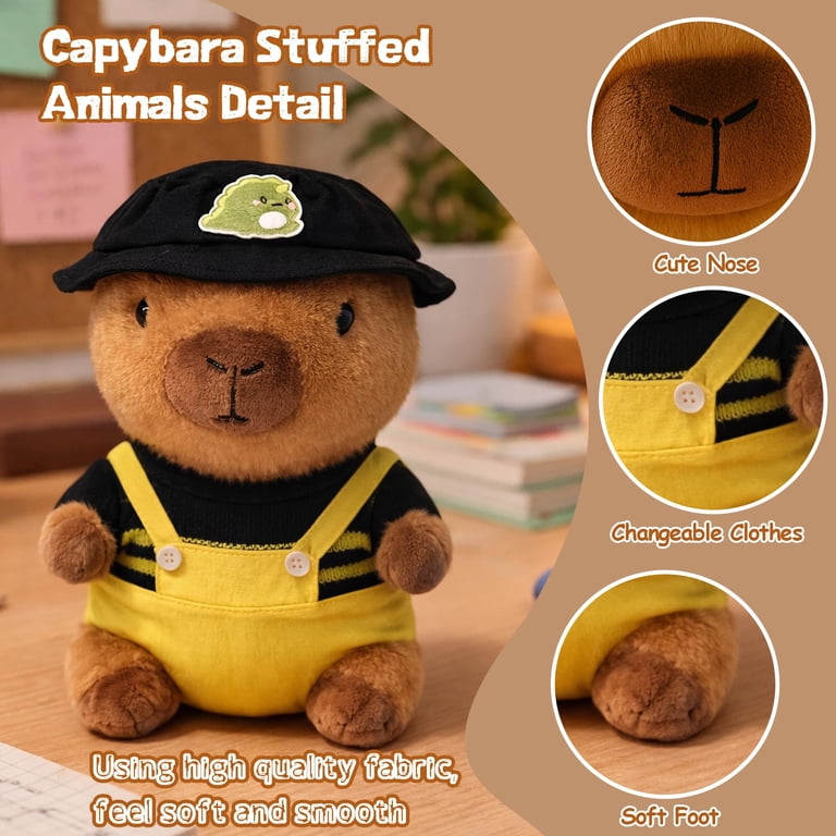 カシラ　BEAR CAP 58サイズ ‌YSZZYSM, Plush Toy, 8-inch Capybara with 9 outfits, Brown