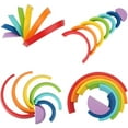 thumbnail image 2 of Wooden Rainbow Stacker Nesting Puzzle Blocks - Tunnel Stacking Game Building Creative Color Shape Matching Jigsaw Learning Toy Set Board Early Development Gift for Kids Boy Girl, 2 of 7