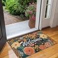 thumbnail image 2 of Welcome Floral Design Collection Natural Door Mats Rug Decorative Doormat Welcome Floor Mat Non Slip Washable Bathroom Kitchen Entrance Rug for Indoor Outdoor Home Decor, 17 X 30 Inch, 2 of 7