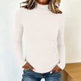 thumbnail image 2 of WTXUE Women's Base Layers Turtleneck Long Sleeve Shirts Tank Tops Slim Fit Stretchy Layer Tee Shirts Fall Trendy Basic Thermal Underwear Tops Soft Casual Undershirts White M, 2 of 4