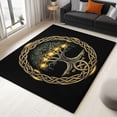 thumbnail image 1 of Washable Area Rug 5x7 ft Abstract Black Gold Tree of Life Living Room Rugs, Soft Low Pile Rug, No-Slip Floor Carpet, for Bedroom Dining Room Farmhouse Home Office 3D Print Rug, 1 of 7
