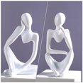 Abstract White Shelf LITINKIMI White Abstract Thinker Statue Smooth Surface Modern Desk and ...