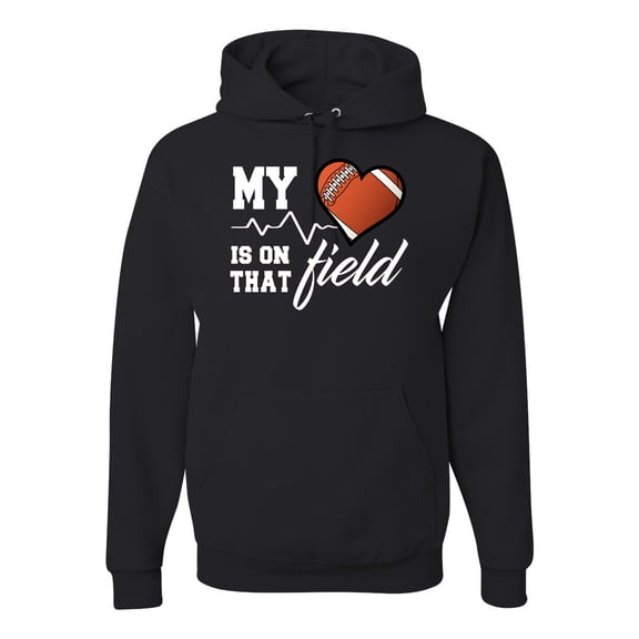 Wild Bobby, My Heart Is On That Football Field, Sports, Unisex Graphic Hoodie Sweatshirt, Black, Small