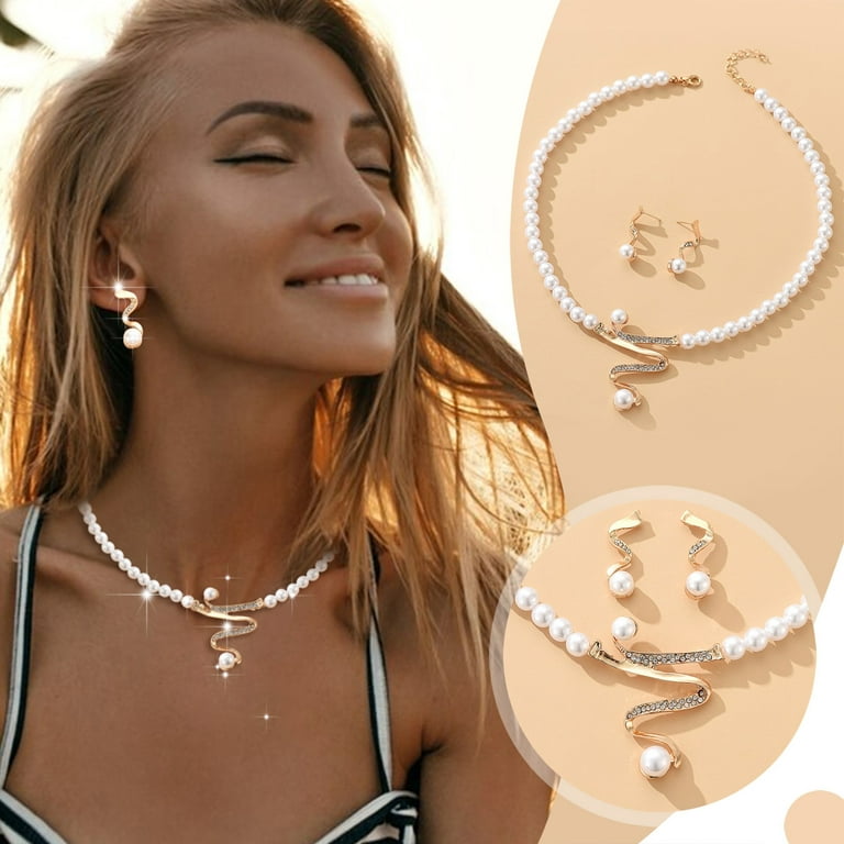 HIBRO Jewelry Set for Girls 8-12 Jewelry Suitcase Large Pearl Earrings  Pearl Necklace For Women Girls Pearl Tassel Earrings Necklace For Women  Girls Piercing Studs Earrings For Women 