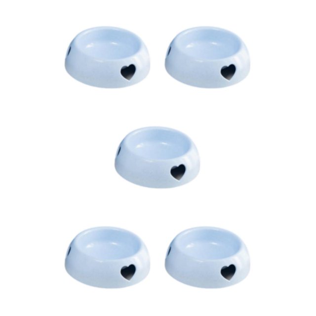 maskred Cute And Fashionable Love Shaped In Plastic Dog Bowl And Multiple light blue small size 5Set