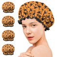 thumbnail image 7 of Shower Caps,Halloween Witches on Brooms Pattern Waterproof Shower Cap for Women 4 Pieces,Double Reusable Hair Cover for Shower PEVA Elastic Stretch Hem, 7 of 7