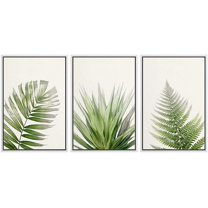 wall26 Framed Canvas Print Wall Art Set Tropical Island Jungle Plant Collage Nature Floral Digital Art Modern Art Rustic Botanical Relax/Calm for Living Room, Bedroom, Office - 16"x24"x3 WH