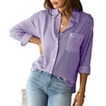 thumbnail image 2 of Cárdigan a rayas, camisa a rayas para mujer con solapa y botón, blusa suelta construida para precisión, 2 of 6