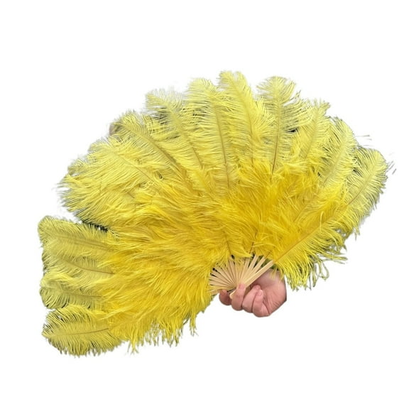 Ostrich Feather Fan 15Bone Handheld Ostrich Plumes Folding Fan for Carnival Dance Stage Show Performance Props