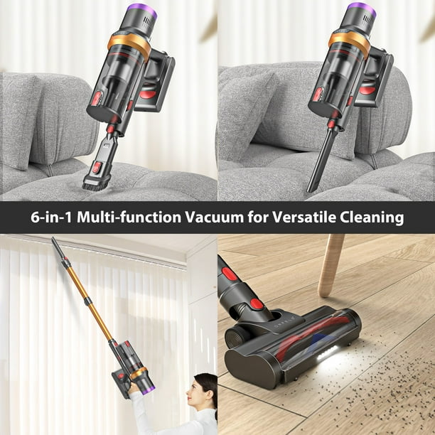 ORFELD Cordless Vacuum Cleaner 35Kpa Powerful Stick Vacuum for Hard Floor Carpet Pet Gold SV30 Walmart Business Supplies