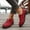 #069-Red, variant on Women's Fashionable Casual Retro Round Toe Lace-Up Shoes - Chunky Heel Low-Top Creepers with British Style Wide Width Options for Everyday Outfits