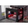 thumbnail image 3 of Full Size Wood Bunk Bed with height-adjustable Desk,Wardrobe,Ample Storage Space,and RGB Light, Red, 3 of 27