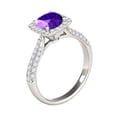thumbnail image 3 of Rings for Women 0.98 Carat Diamond and Cushion Cut Amethyst Ring pave 10K White Gold, 3 of 5