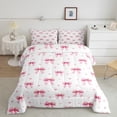 thumbnail image 2 of Feelyou Fashion Pink Ribbon Full Size Comforter Sets for Teens, Cartoon Love Heart Bedding Comforter Set, Kawaii Cartoon Bow Reversible Bedding Sets, Microfiber Bedroom Decor, 3-Piece, 2 of 8
