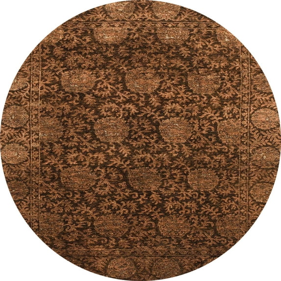 Ahgly Company Machine Washable Indoor Round Abstract Red Fox Red Area Rugs, 4' Round