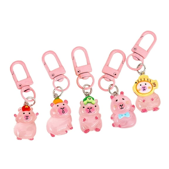 AOOOWER Lightweight Capybara Keychain for Car Decoration Daily Handbag Charm 5Pcs/set