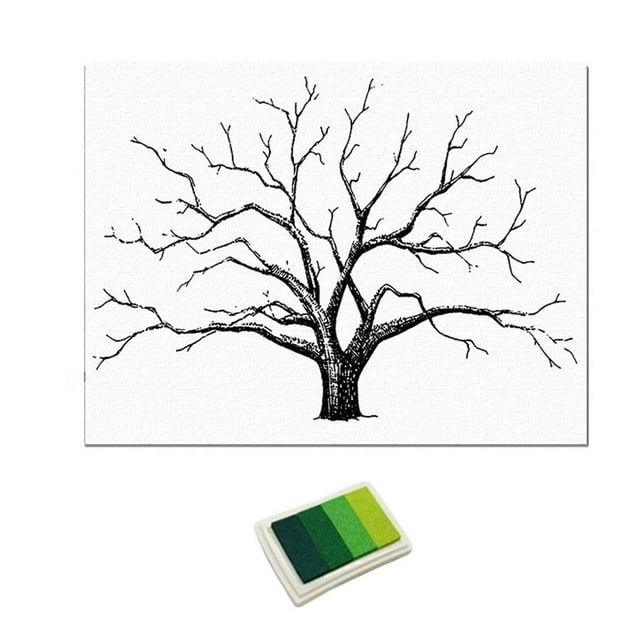 Pintura al Óleo de Lienzos Impresión de Árbol Decoración de Casa Cafetería - Verde Sunnimix Árbol de huellas digitales de boda