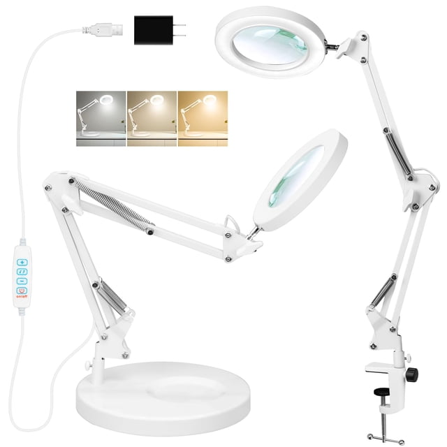 Lámpara Lupa Kirkas con Lente de Vidrio 10X y LED con 3 Modos de Color