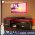 thumbnail image 2 of BELLEZE 66" TV Stand for TVs Up to 75", Entertainment Center with Music Sync LED Lights, Media Console Table Storage Cabinet with Open Shelves & Drawers for Living room, Bedroom - Hawthorn (Brown), 2 of 7