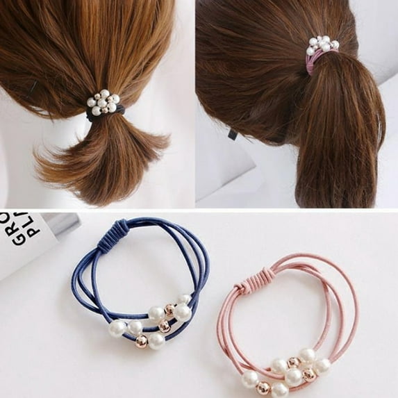 Meidiya Pearl Elastics Hair Ties Ring Rope Scrunchie Hair Bands Ponytail Holder for Women or Girls Hair Accessories