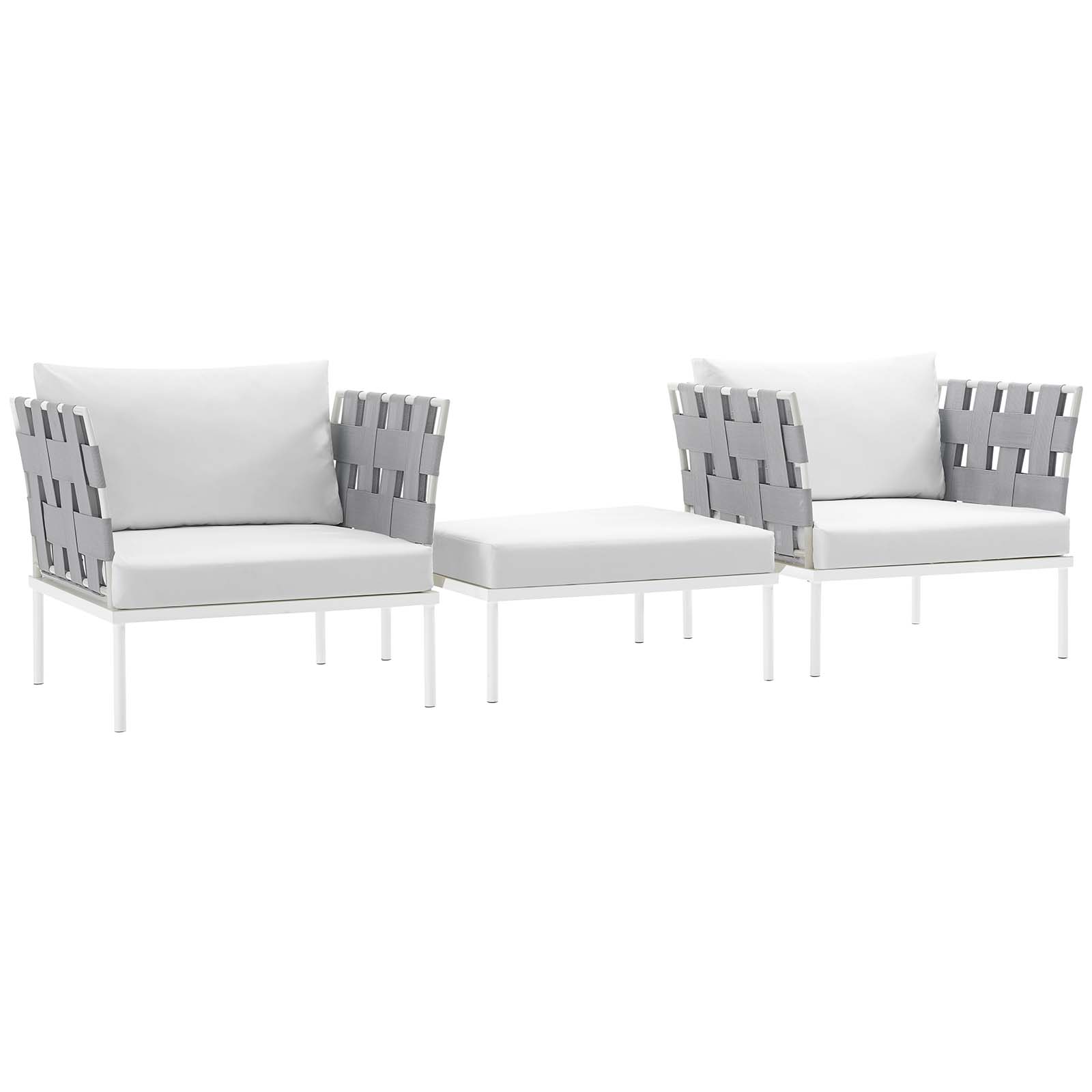 Modern Contemporary Urban Design Outdoor Patio Balcony Three PCS Chairs and Side Table Set, White, Rattan - image 1 of 6
