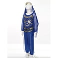 thumbnail image 2 of inhzoy Girls Indian Belly Dance Outfit Crop Top Ruffled Pants Hip Scarf Headscarf Festival Dancewear Royal Blue-A XL, 2 of 7