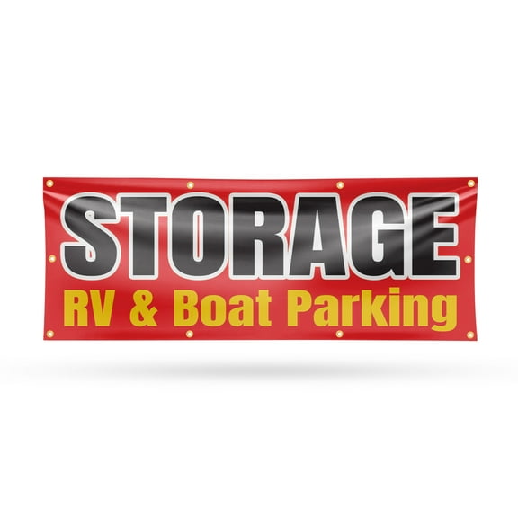 Storage Rv & Boat Parking Banner Sign 36 Inch x 96 Inch | 13 oz Vinyl with Metal Grommets | Heavy-Duty Single-Sided Outdoor Durable Printed High-Quality Weatherproof | Made in the USA