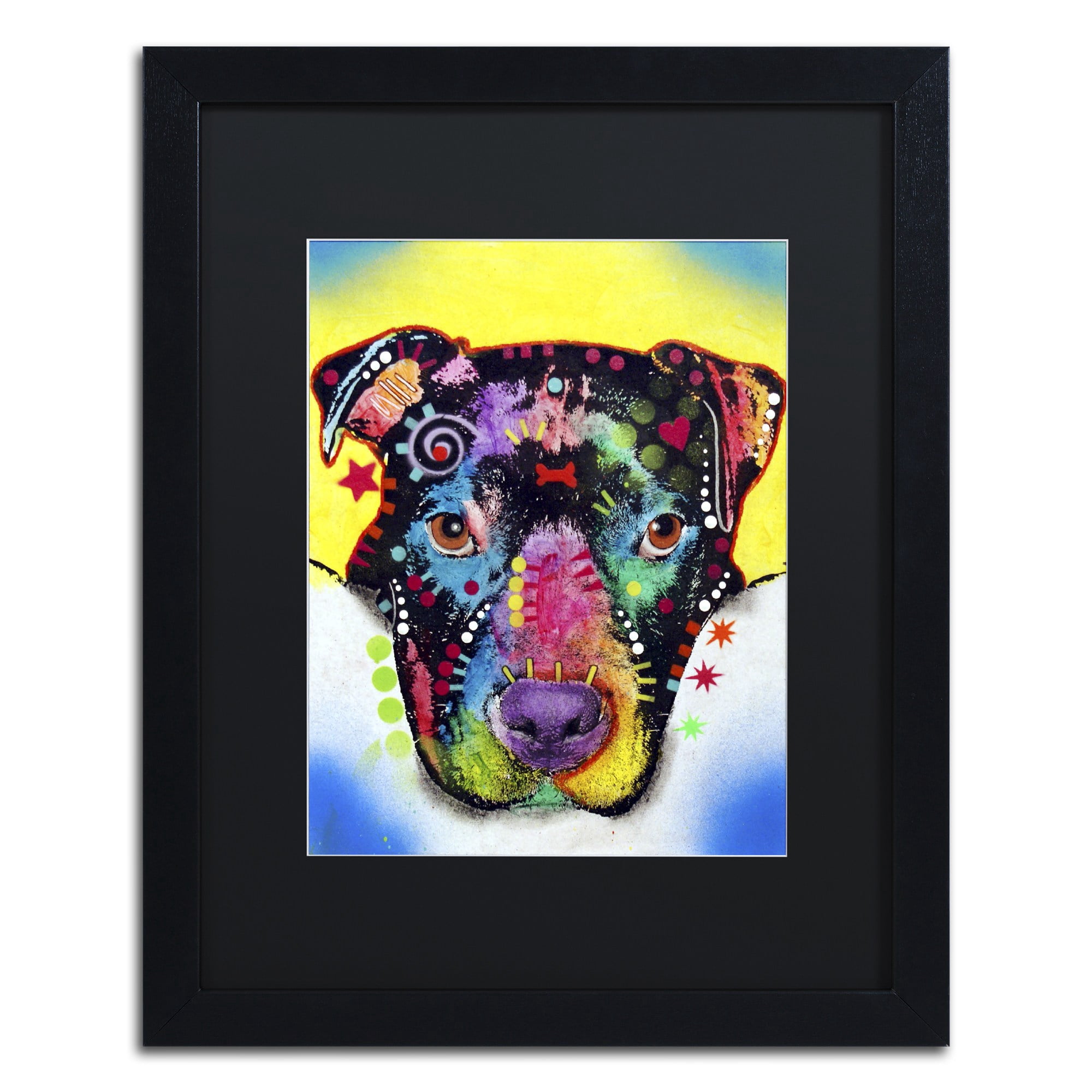 Trademark Fine Art "Otter Pitbull" Canvas Art by Dean Russo, Black Matte, Black Frame