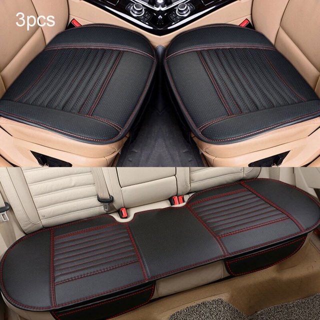 Funda de cuero PU para asiento de coche, cojín Universal para las cuatro estaciones, Protector de asiento de automóvil, almohadilla transpirable para silla de camión, SUV y furgoneta