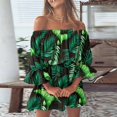 thumbnail image 1 of Summer Casual Boho Dresses Women's Flora Printed Batwing Sleeve Lace-Up Dress Female Irregular Sexy Beach Mini Dresses VestidosL Gao Jinjia LED, 1 of 2