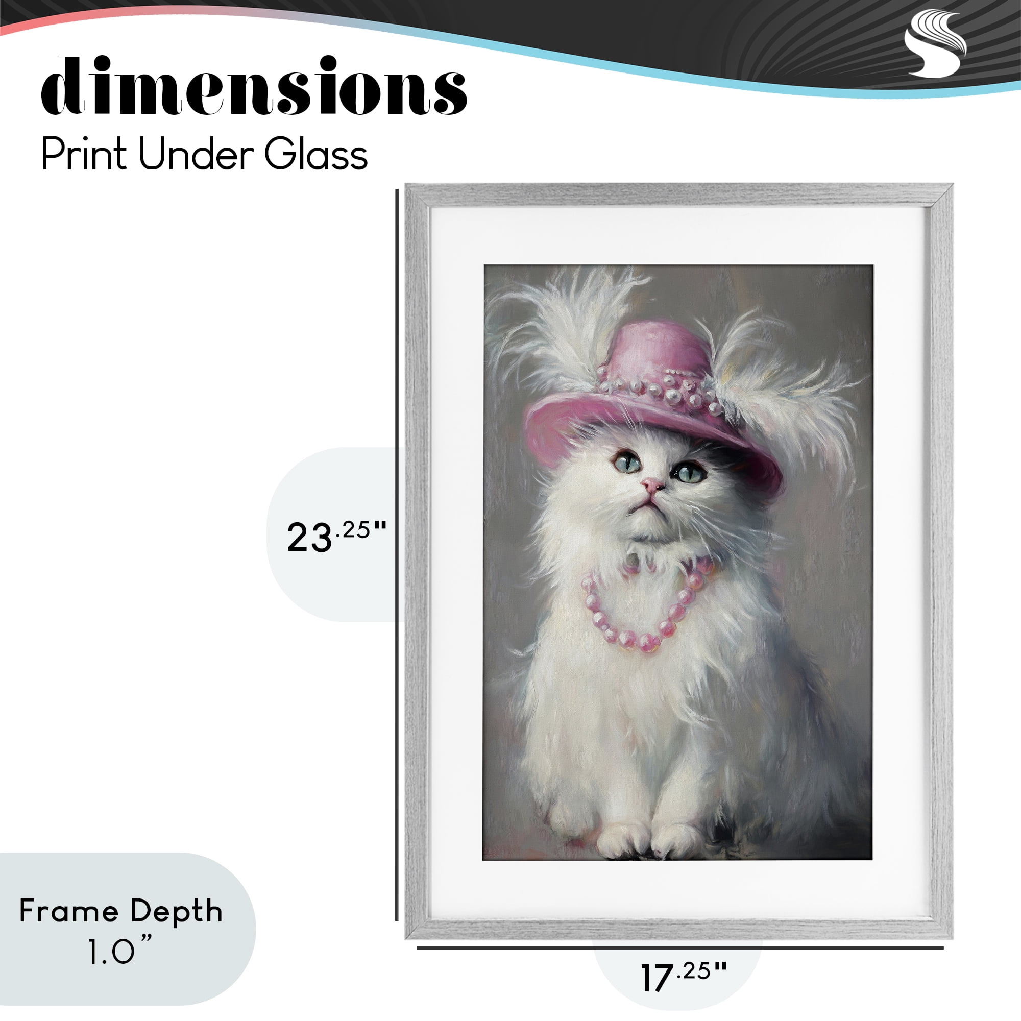Stupell Industries Beautiful Brigitte Cat Gray Framed Print Under Glass, design by Tina LeCour