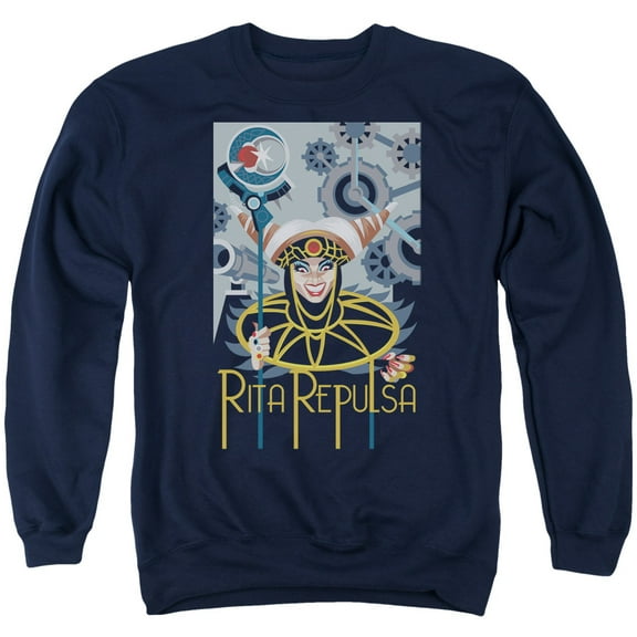 Power Rangers Rita Deco Adult Crewneck Sweatshirt Navy