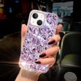 thumbnail image 6 of for iPhone 13 Case for Women（6.1 inch），Very Shiny Luxury Bling Phone Case with 3D Glitter Sparkle Crystal Rhinestone Diamond Gems on Hard Reflective PC Back Cover for Girls（Purple）, 6 of 13