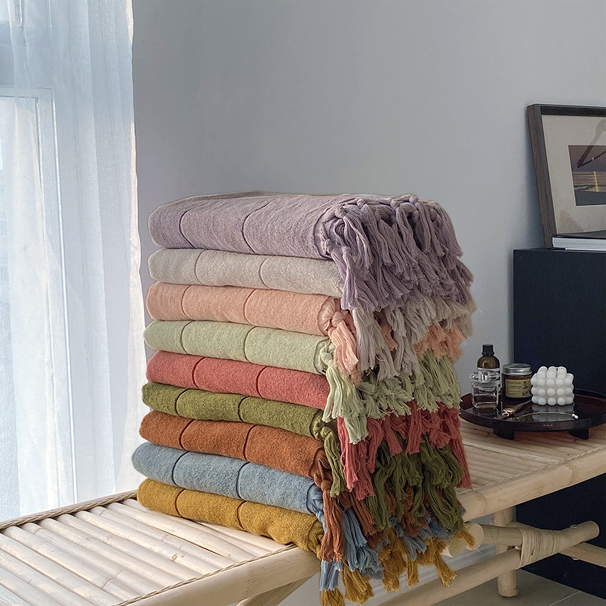 Unique Bargains 3 Pcs Bathroom Hand Towel Set Brown/Blue Orange 14"x30"/13"x29"