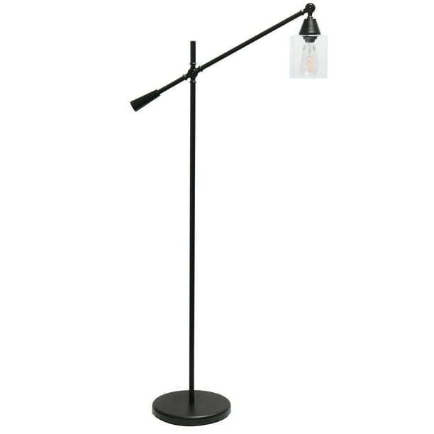 Elegant Designs Pivot Arm Floor Lamp With Glass Shade Com Elegant Designs Pivot Arm Floor Lamp, Industrial Task Floor Lamp Brass Includes Cfl Light Bulb Threshold