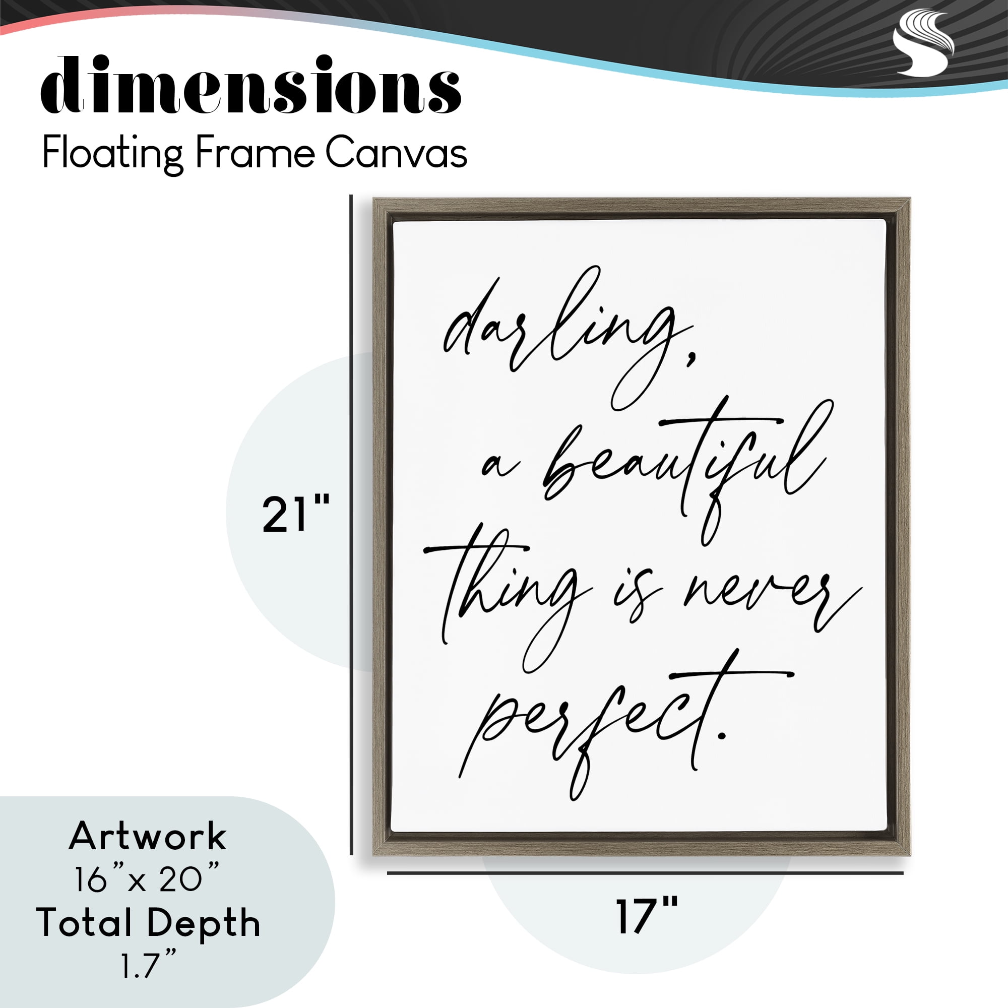 A Beautiful Thing Is Never Perfect Brown Framed Floater Canvas Wall Art, design by Lettered and Lined
