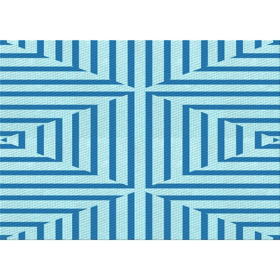 Ahgly Company Indoor Rectangle Patterned DodgerBlue Area Rugs, 4' x 6'